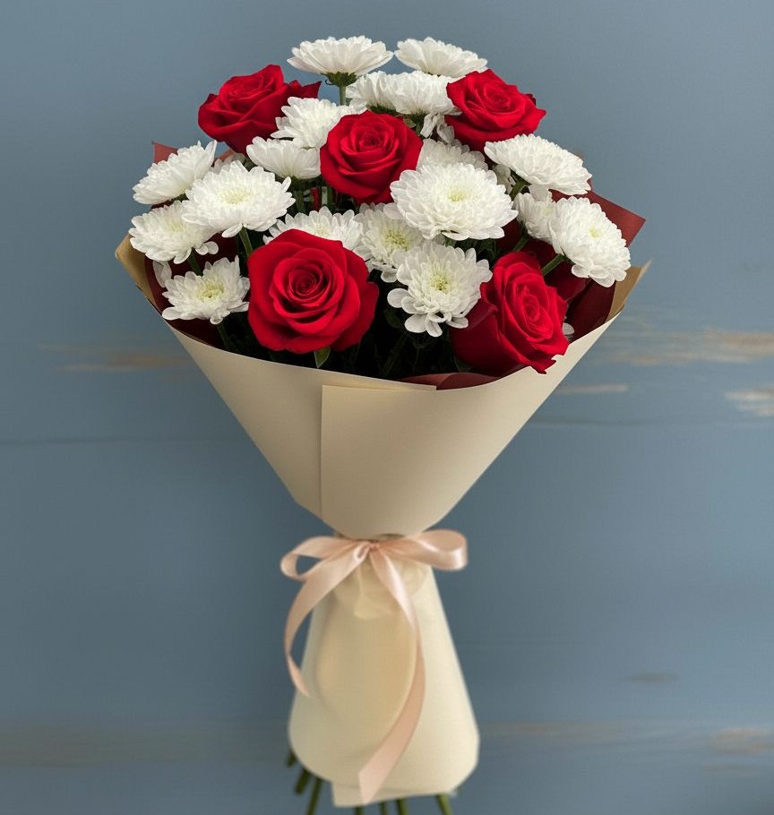 Букет цветов из: Розы и Хризантемы в Амурзете