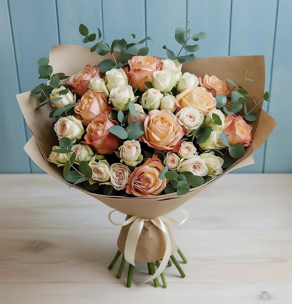 Букет цветов из: Альстромерии и Розы в Амурзете