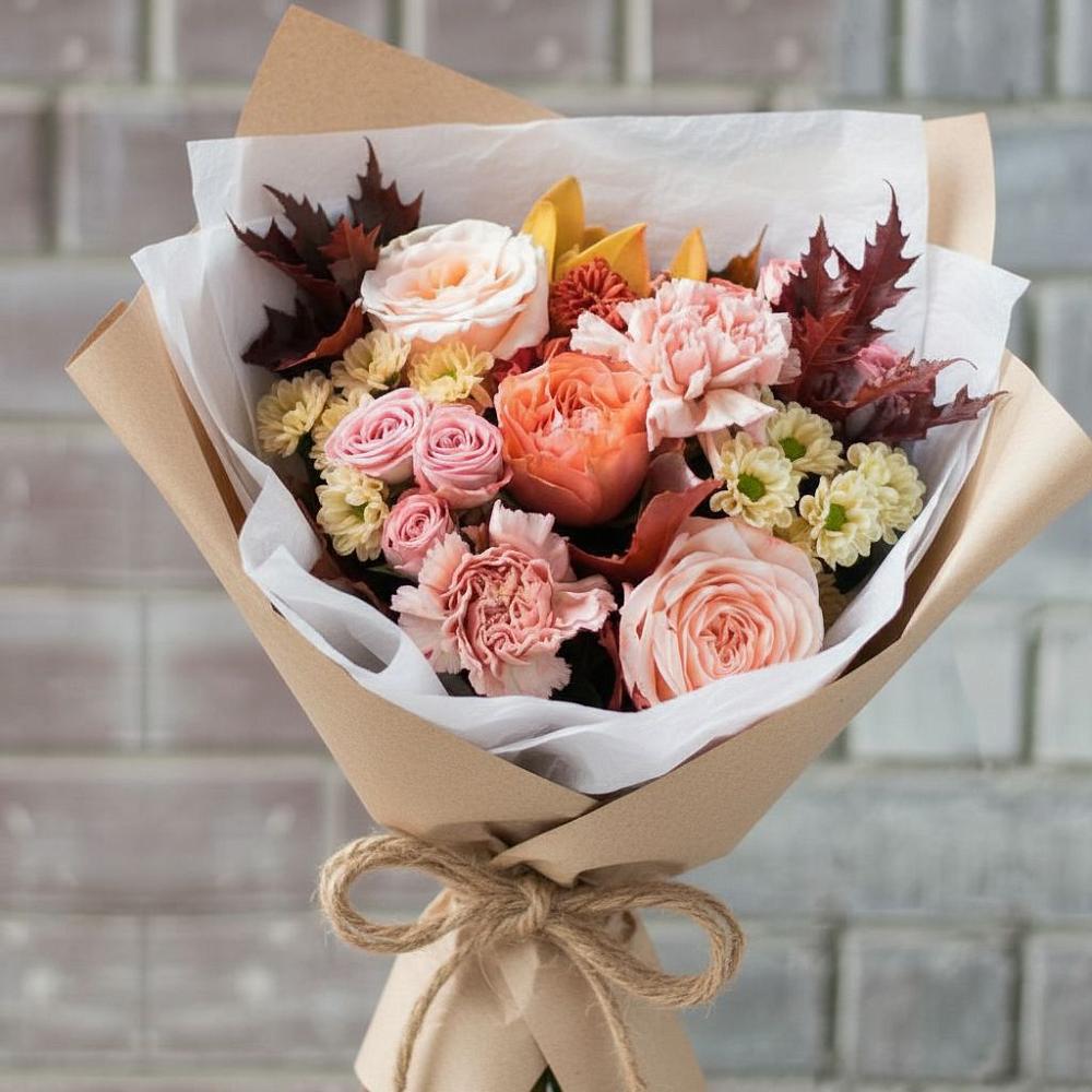 Букет цветов из: Гвоздики, Хризантемы и Розы в Амурзете