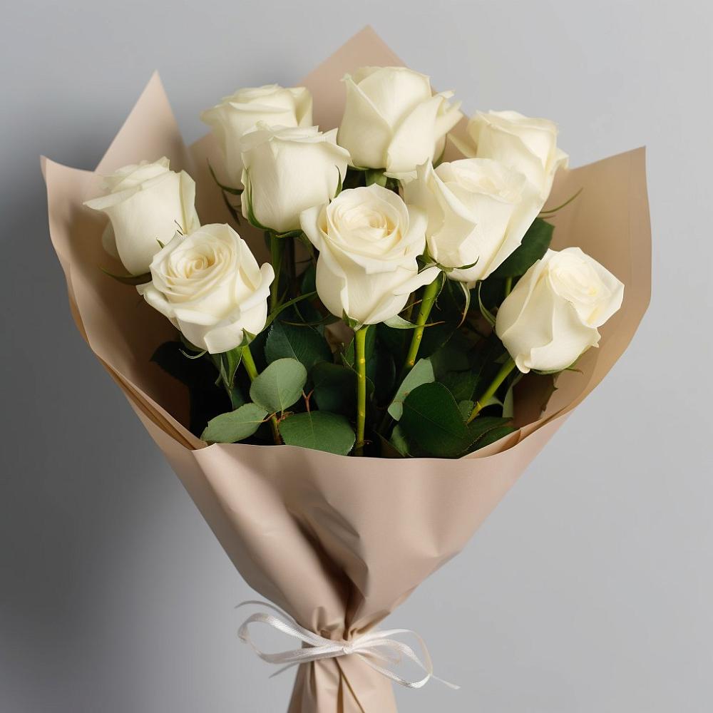 Букет 9 Белых роз Эдлесс Лав в Амурзете