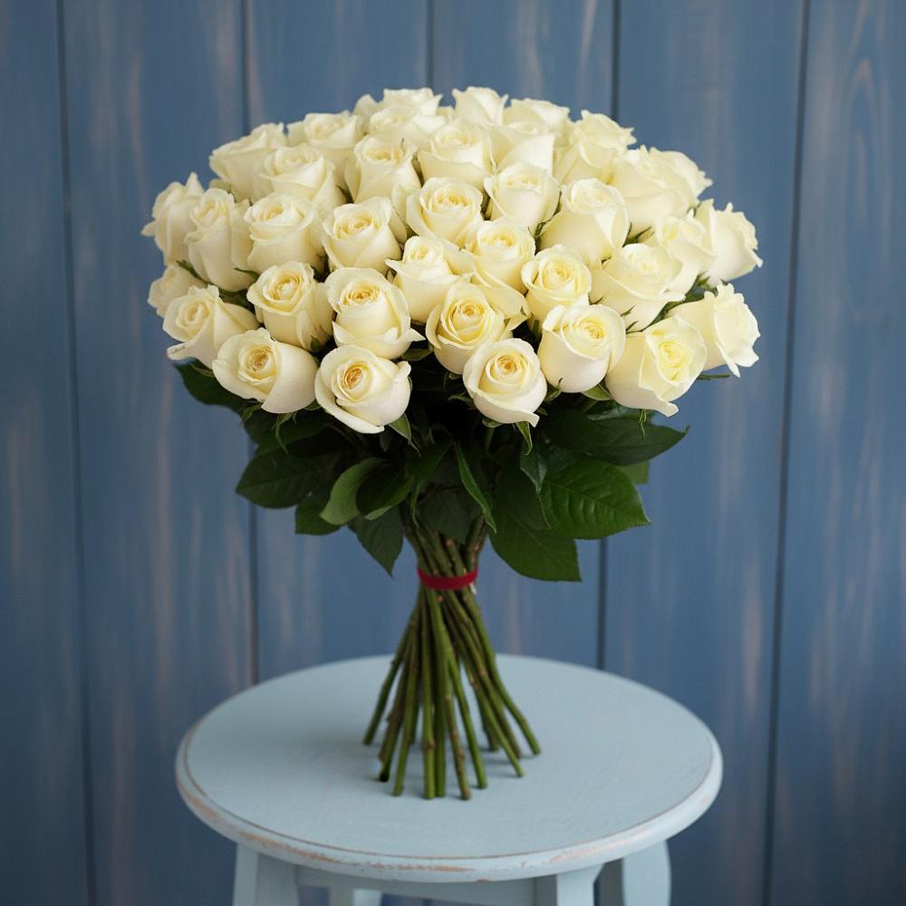 Букет 51 Белая роза Эдлесс Лав в Амурзете