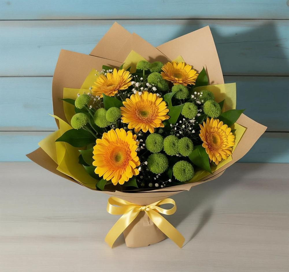 Букет цветов из: Герберы и Хризантемы в Амурзете
