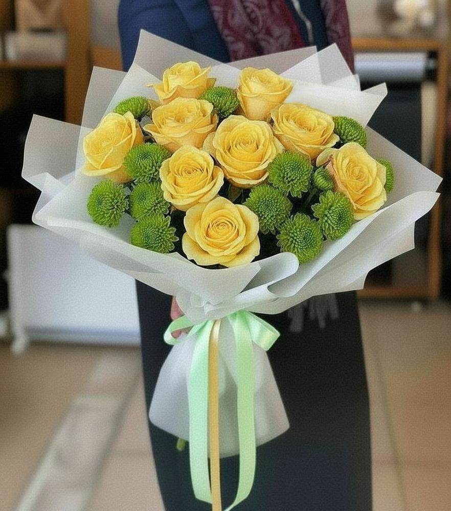 Букет цветов из: Хризантемы и Розы в Амурзете