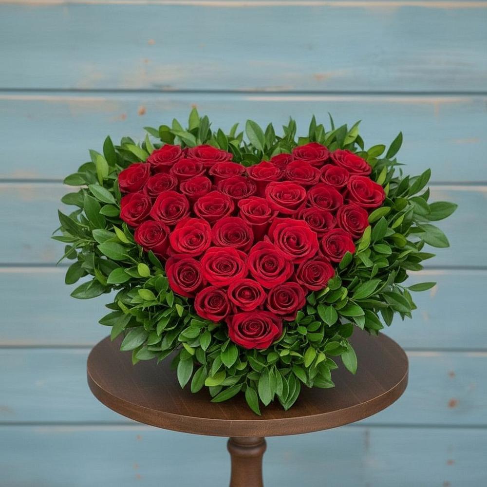 Цветочная композиция из Розы в виде сердца в Амурзете