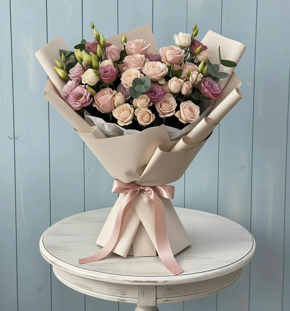 Букет цветов из: Розы и Лизиантусы в Амурзете