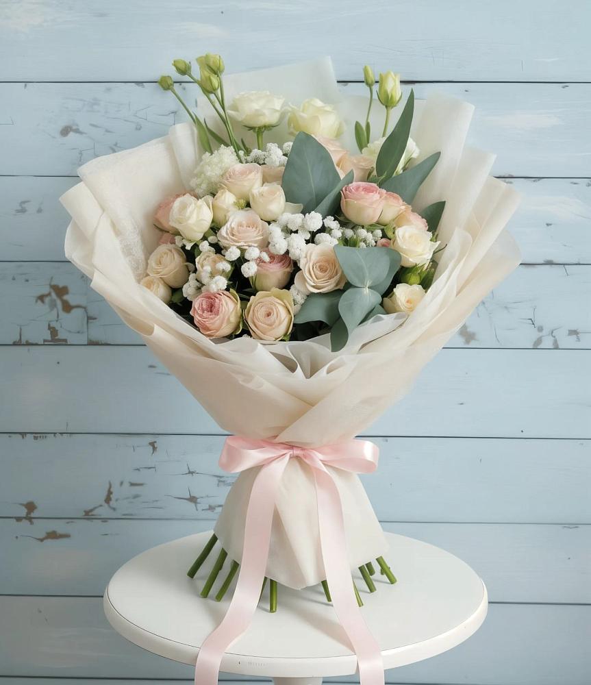 Букет цветов из: Розы и Лизиантусы в Амурзете