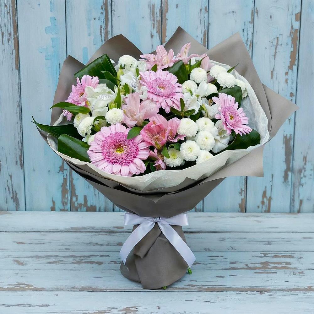 Букет цветов из: Герберы, Альстромерии и Хризантемы в Амурзете
