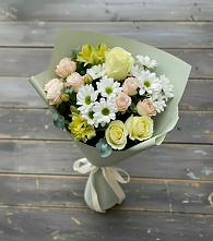 Букет цветов из:  Альстромерии, Розы и Хризантемы #REPLACE_PRED# Амурзете